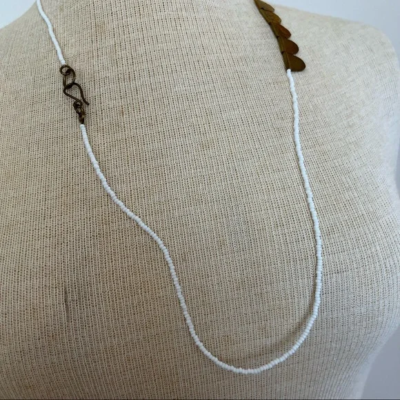 Hammered Gold and Bead Necklace - Picture 9 of 15